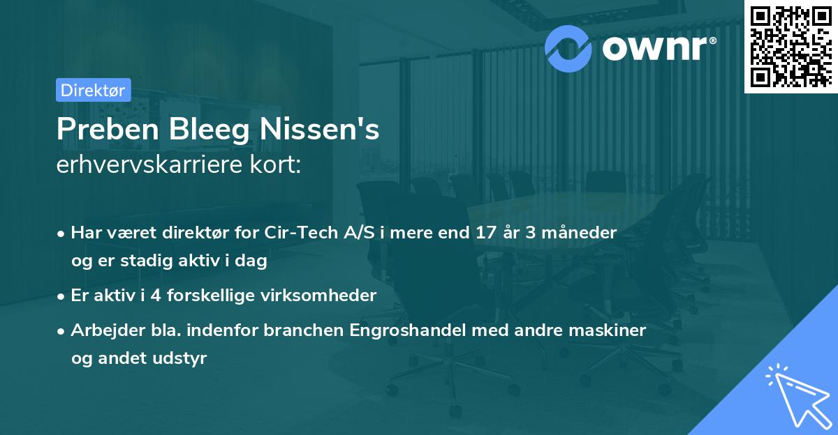 Preben Bleeg Nissen's erhvervskarriere kort