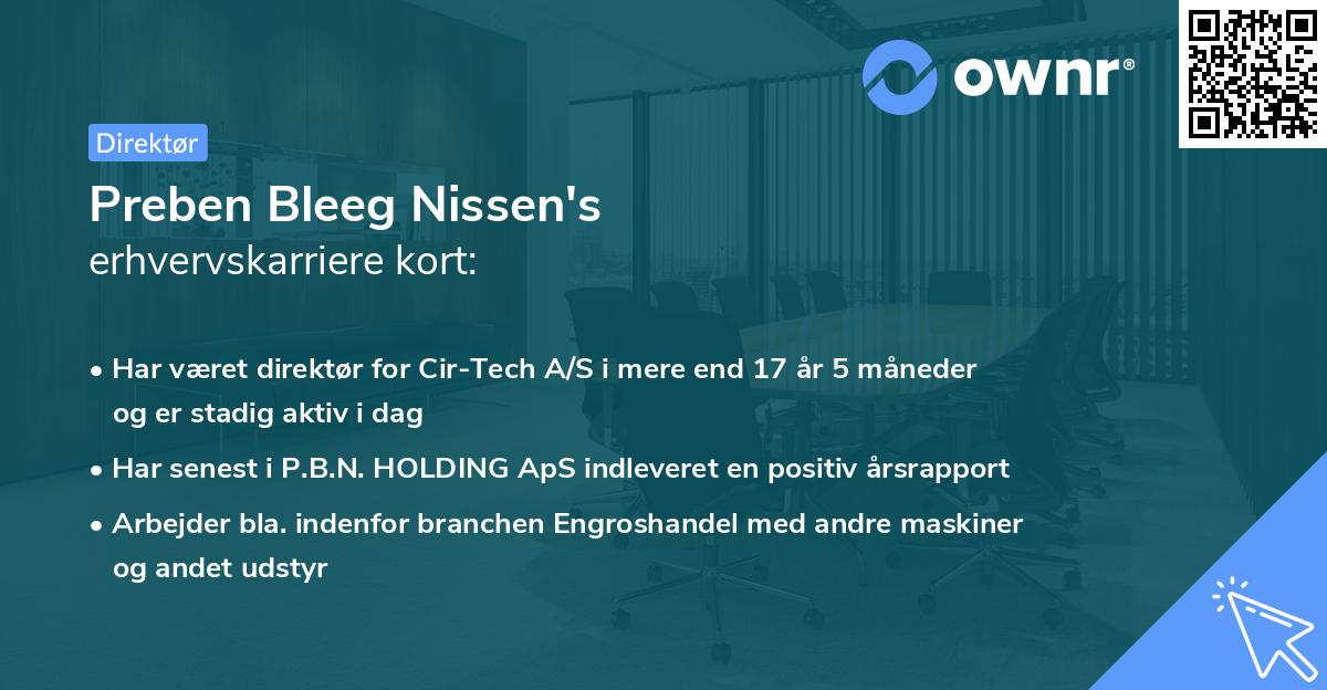 Preben Bleeg Nissen's erhvervskarriere kort