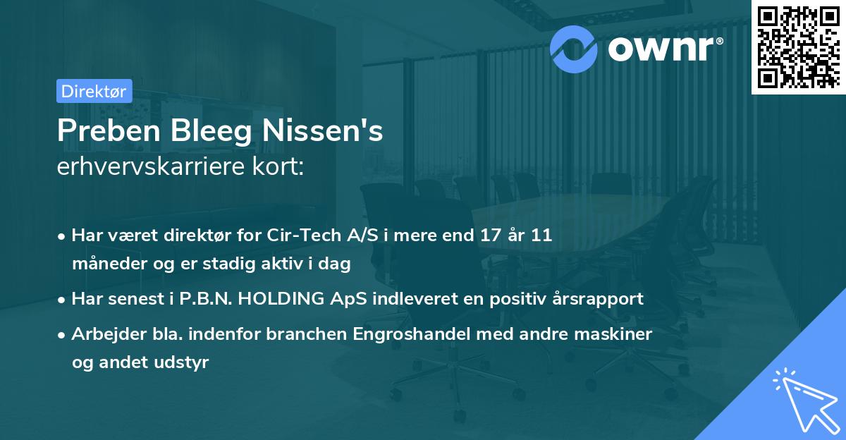 Preben Bleeg Nissen's erhvervskarriere kort