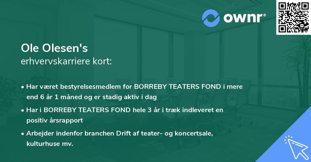 Ole Olesen's erhvervskarriere kort