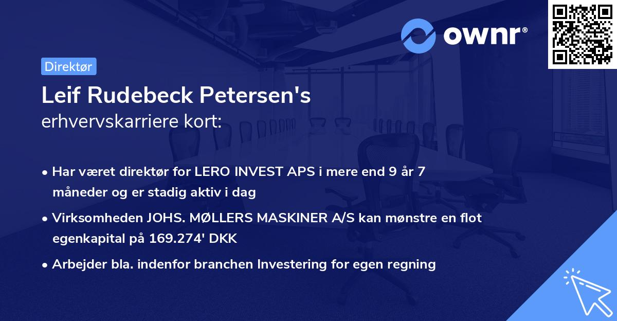 Leif Rudebeck Petersen's erhvervskarriere kort
