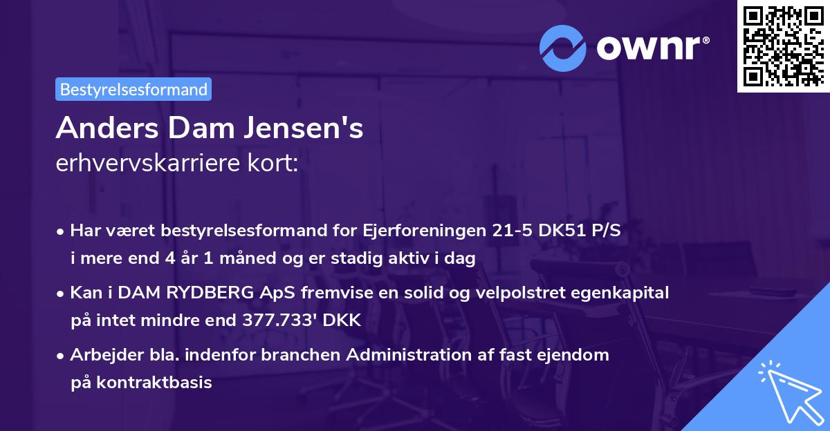 Anders Dam Jensen's erhvervskarriere kort