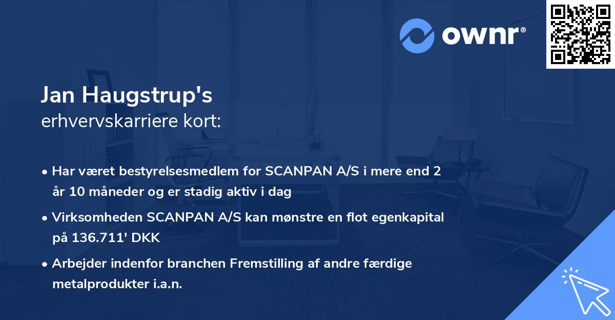 Jan Haugstrup's erhvervskarriere kort