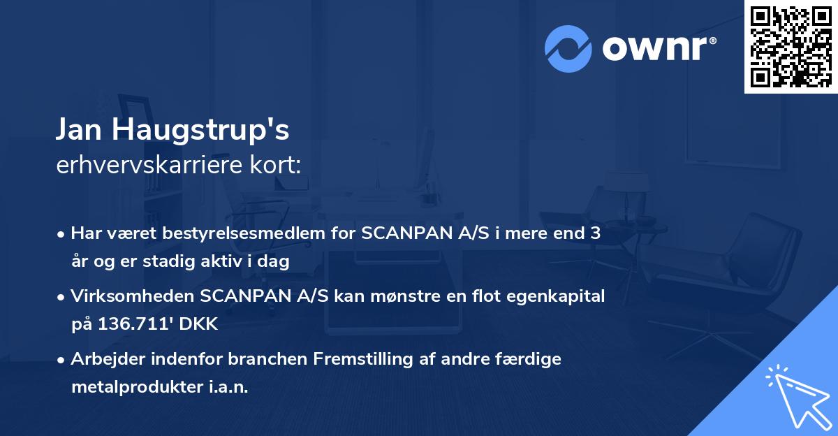 Jan Haugstrup's erhvervskarriere kort