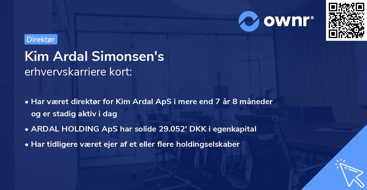 Kim Ardal Simonsen's erhvervskarriere kort