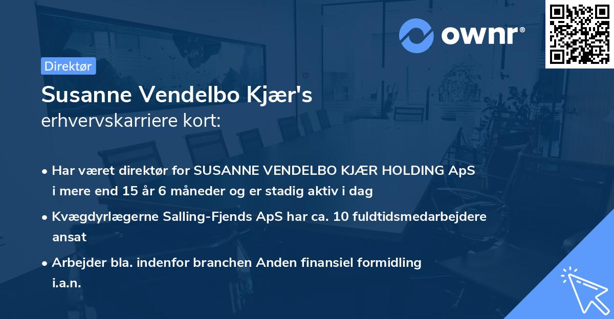 Susanne Vendelbo Kjær's erhvervskarriere kort