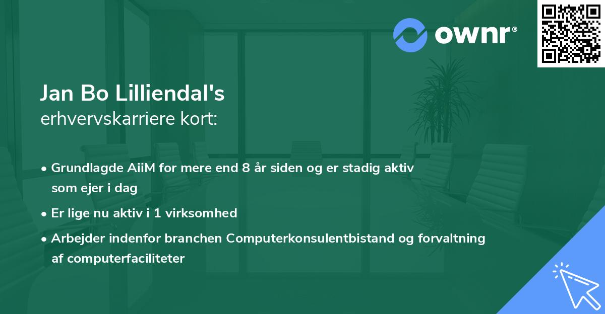 Jan Bo Lilliendal's erhvervskarriere kort