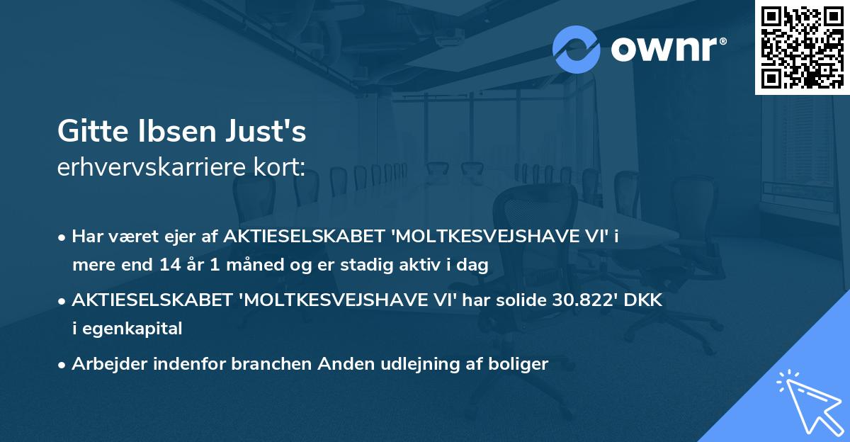 Gitte Ibsen Just's erhvervskarriere kort