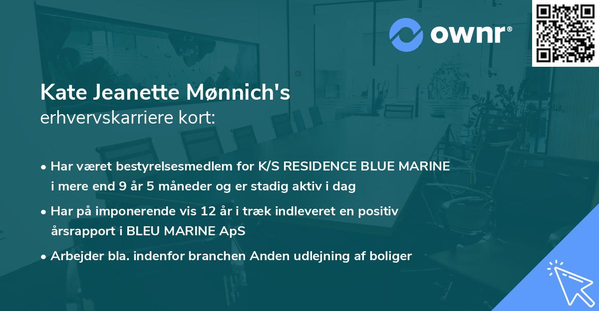 Kate Jeanette Mønnich's erhvervskarriere kort