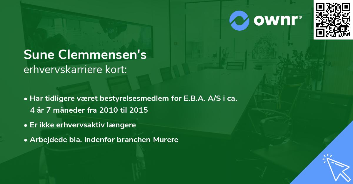 Sune Clemmensen's erhvervskarriere kort