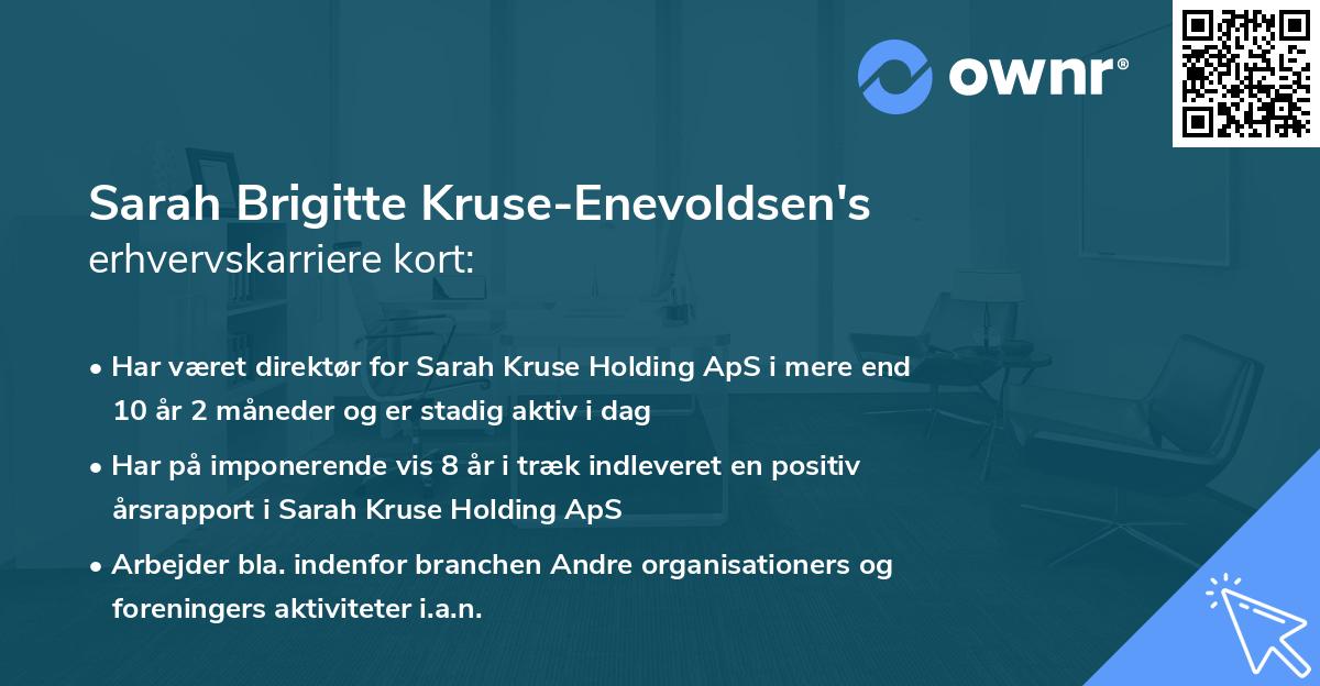 Sarah Brigitte Kruse-Enevoldsen's erhvervskarriere kort