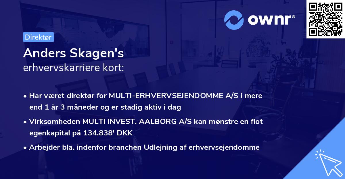 Anders Skagen's erhvervskarriere kort