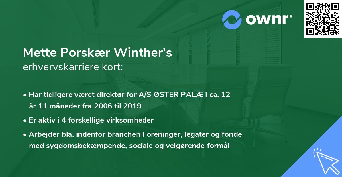 Mette Porskær Winther's erhvervskarriere kort