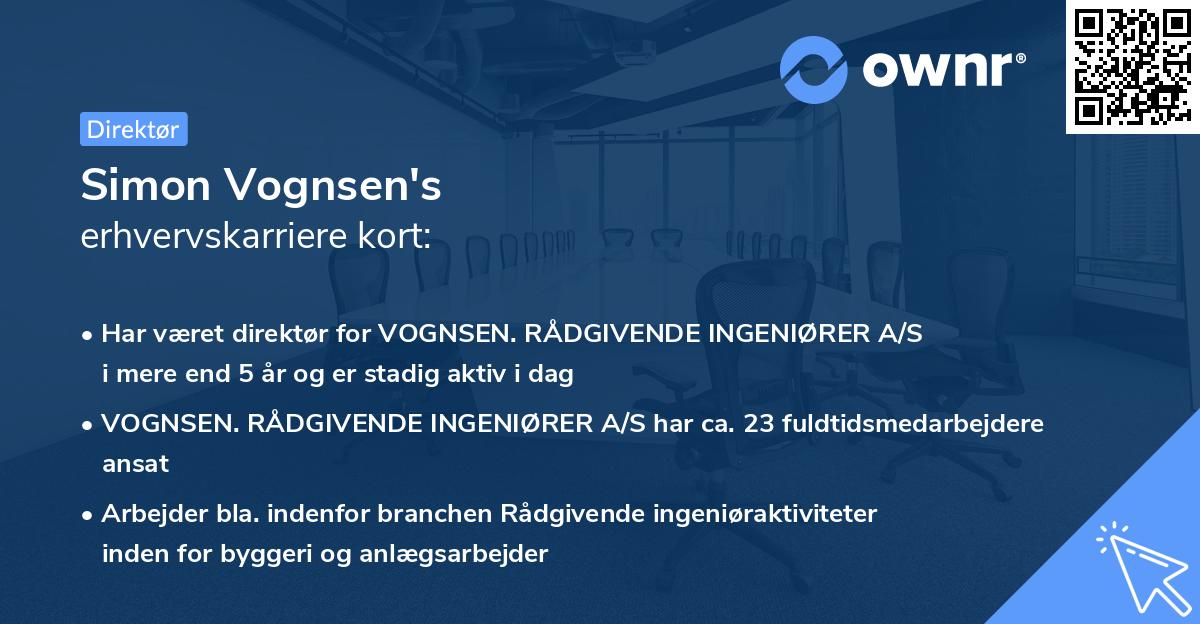 Simon Vognsen's erhvervskarriere kort