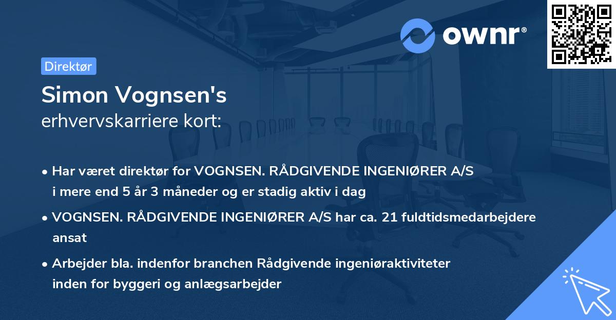 Simon Vognsen's erhvervskarriere kort