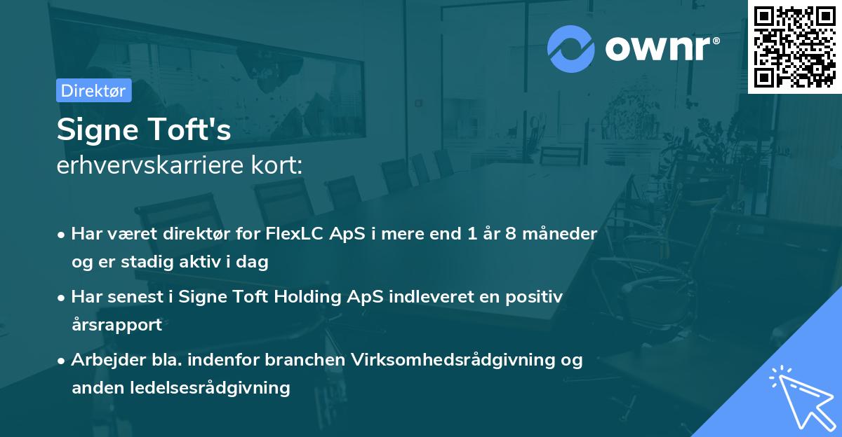 Signe Toft's erhvervskarriere kort