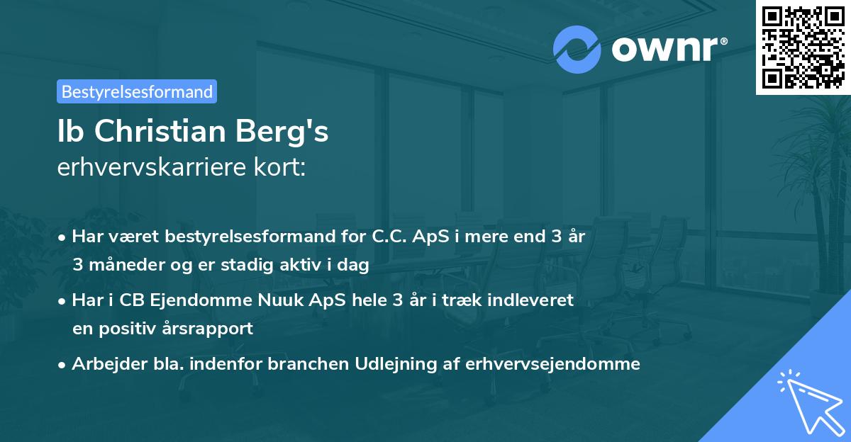 Ib Christian Berg's erhvervskarriere kort