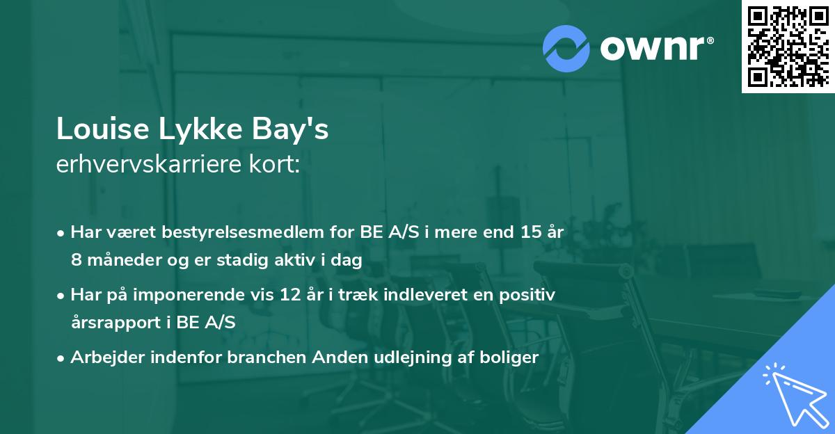 Louise Lykke Bay's erhvervskarriere kort