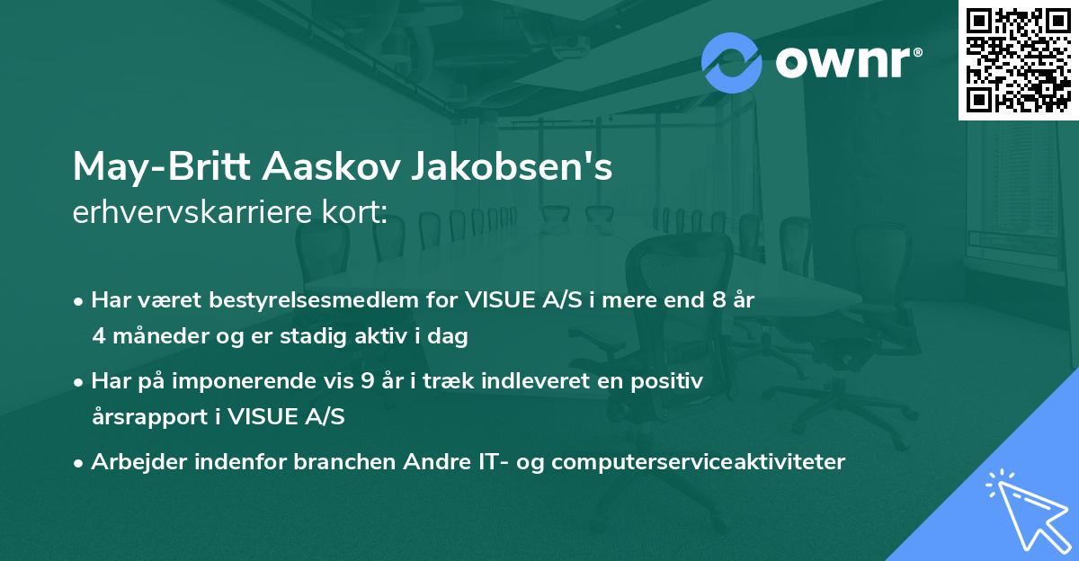 May-Britt Aaskov Jakobsen's erhvervskarriere kort