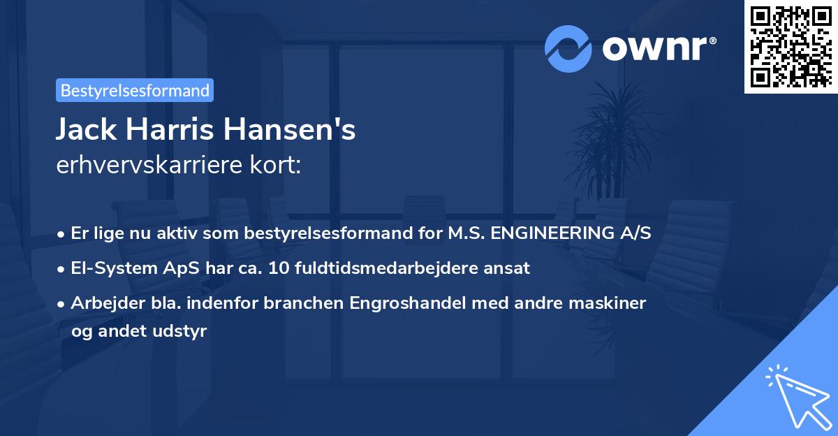 Jack Harris Hansen's erhvervskarriere kort