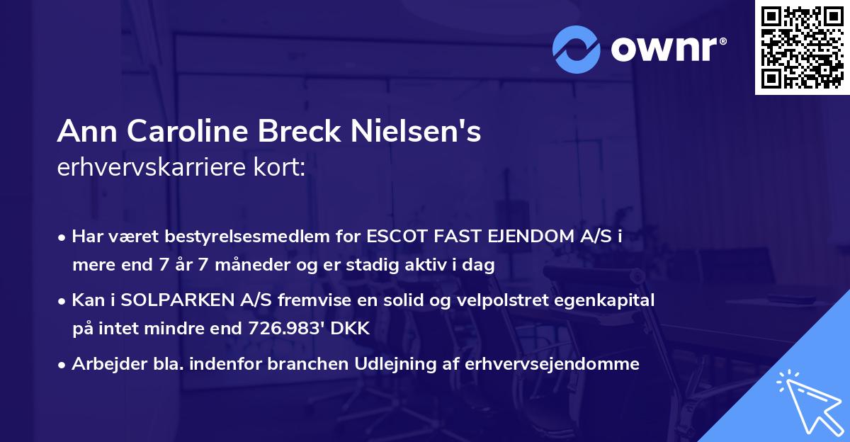 Ann Caroline Breck Nielsen's erhvervskarriere kort
