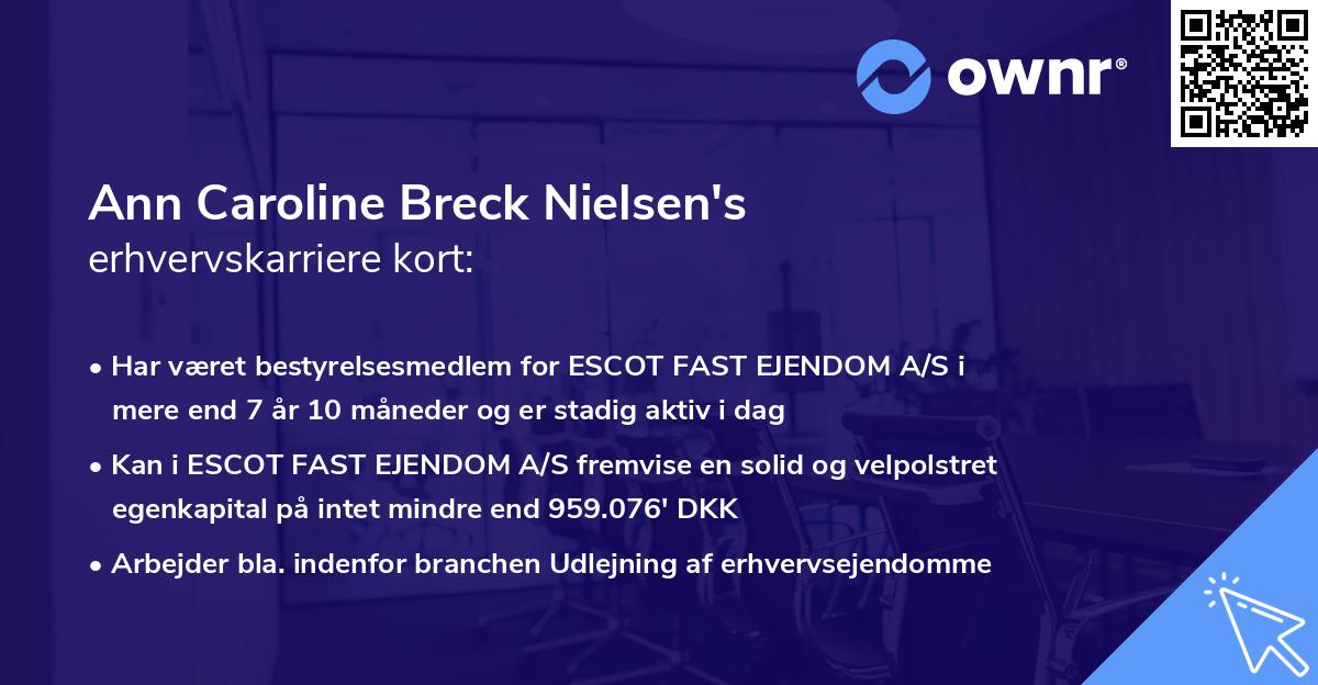Ann Caroline Breck Nielsen's erhvervskarriere kort