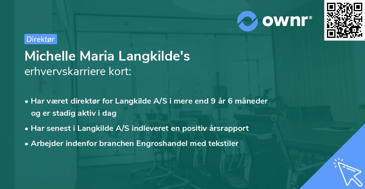 Michelle Maria Langkilde's erhvervskarriere kort