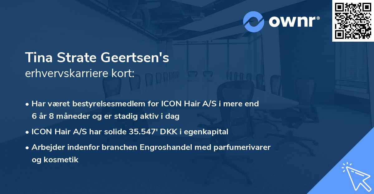 Tina Strate Geertsen's erhvervskarriere kort