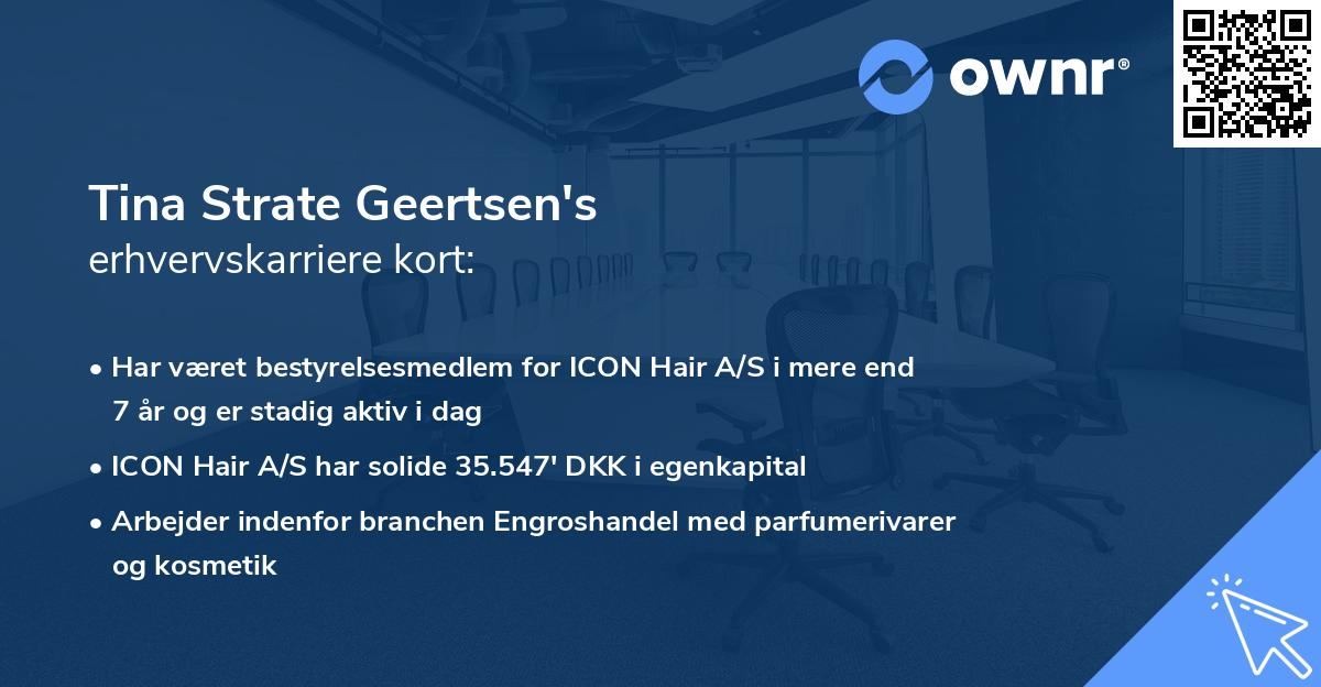 Tina Strate Geertsen's erhvervskarriere kort