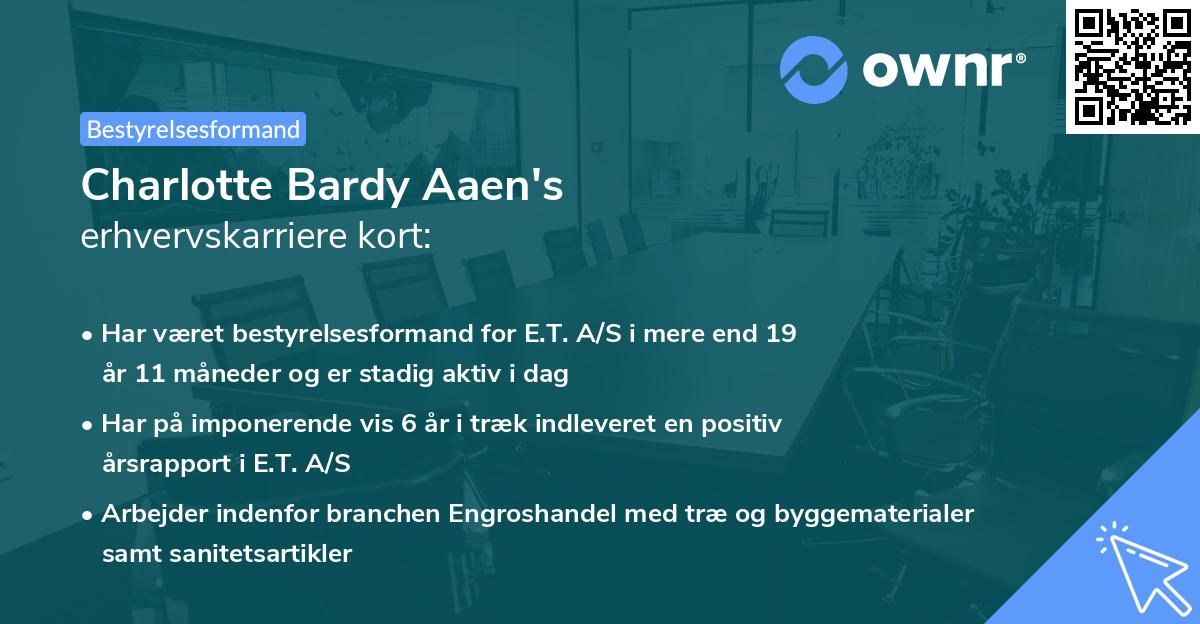 Charlotte Bardy Aaen's erhvervskarriere kort