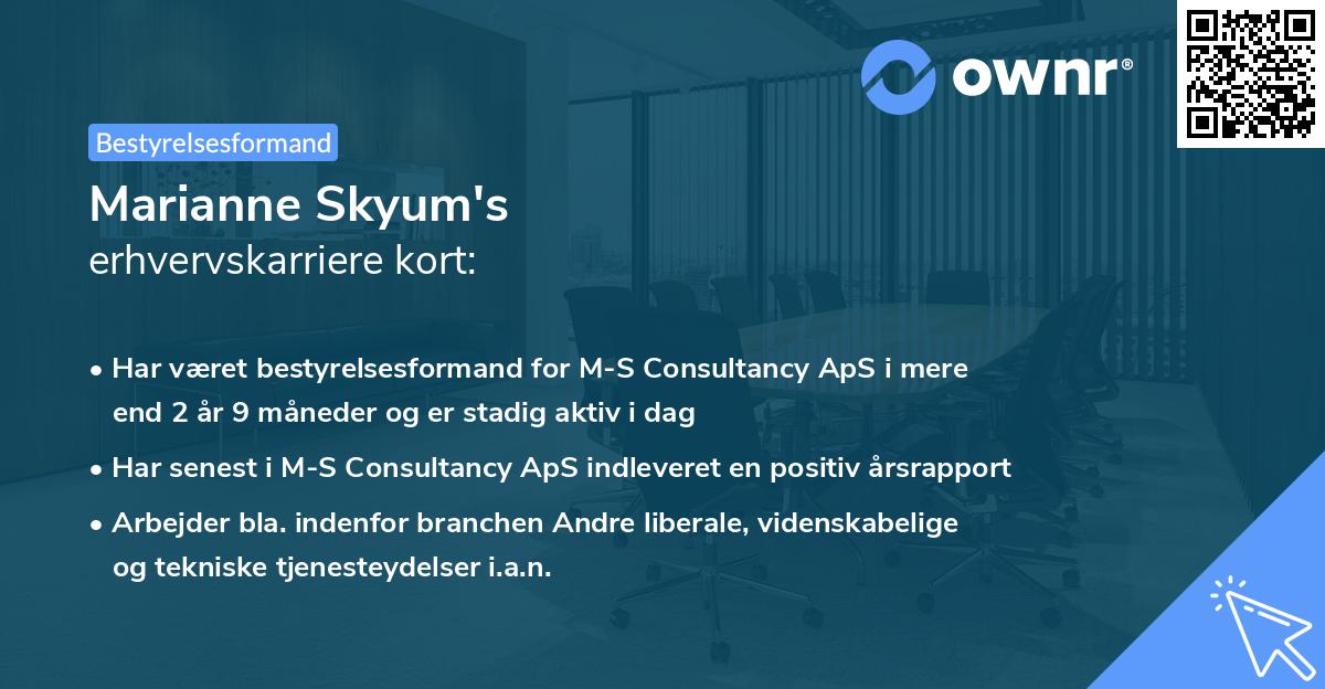 Marianne Skyum's erhvervskarriere kort