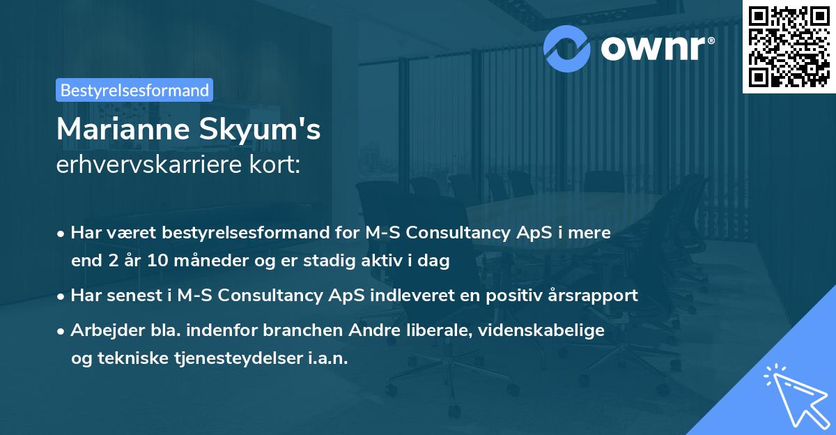 Marianne Skyum's erhvervskarriere kort