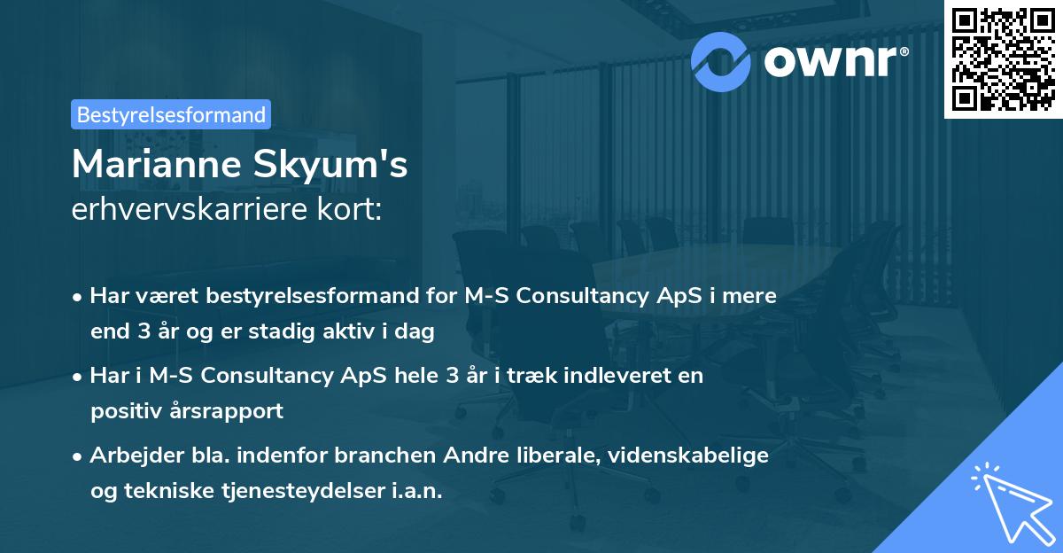 Marianne Skyum's erhvervskarriere kort