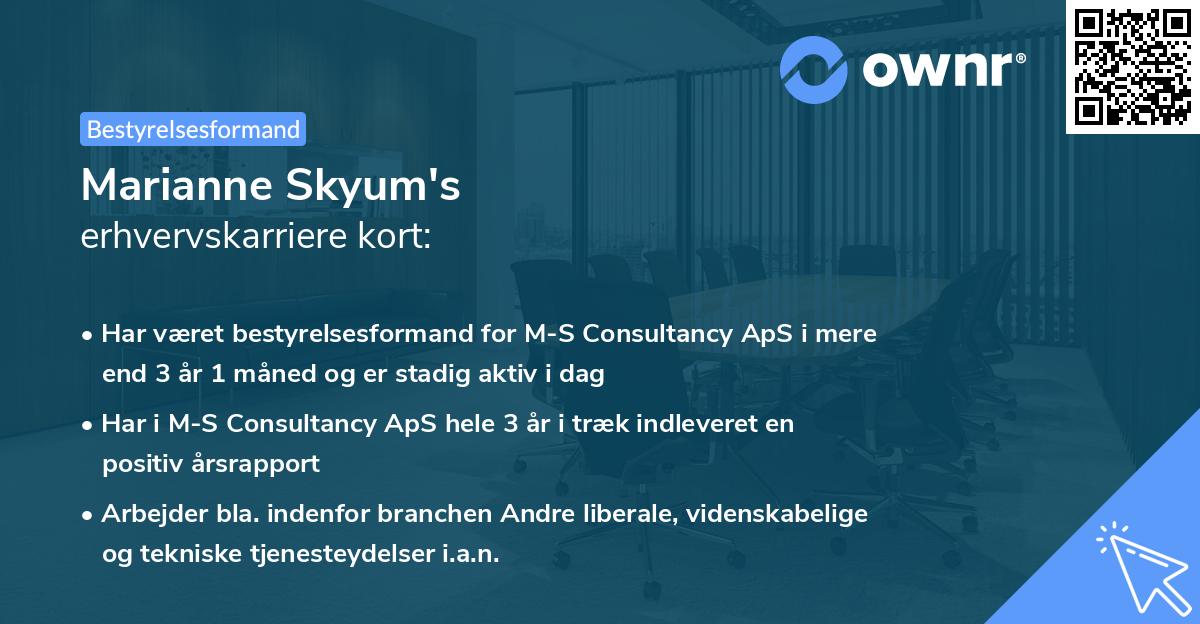 Marianne Skyum's erhvervskarriere kort