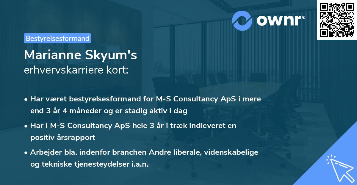 Marianne Skyum's erhvervskarriere kort