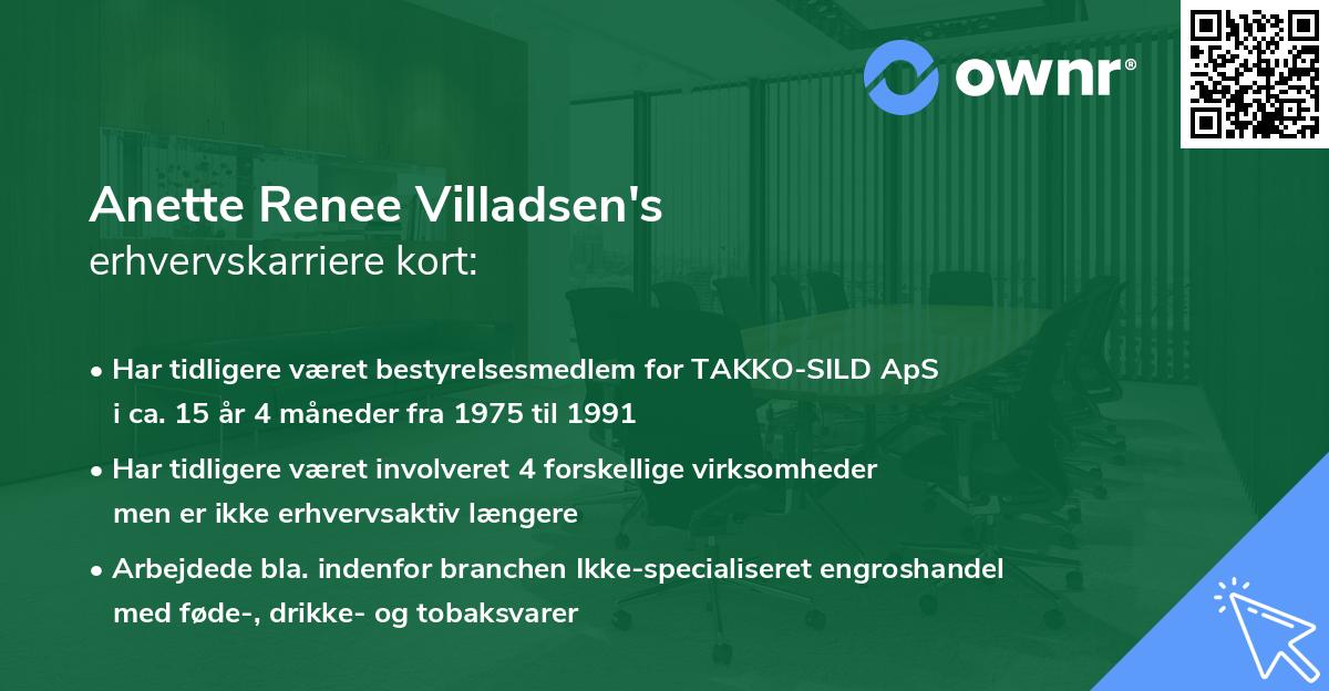 Anette Renee Villadsen's erhvervskarriere kort