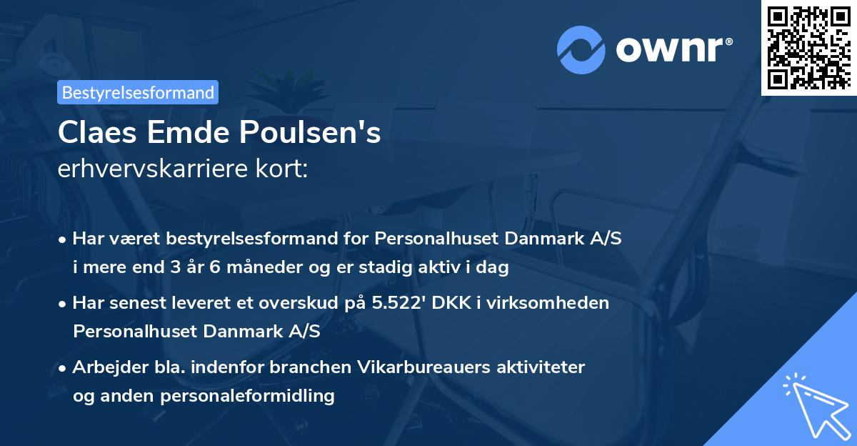 Claes Emde Poulsen's erhvervskarriere kort