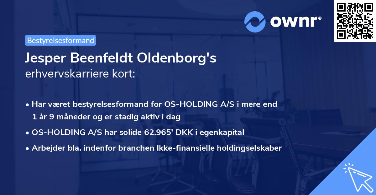Jesper Beenfeldt Oldenborg's erhvervskarriere kort