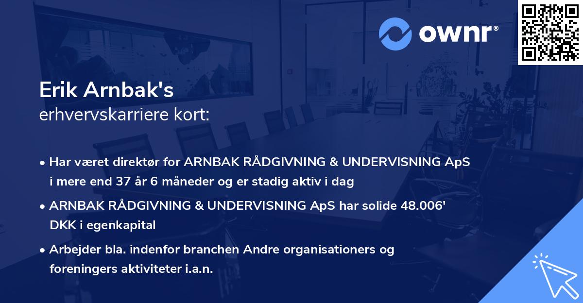 Erik Arnbak's erhvervskarriere kort