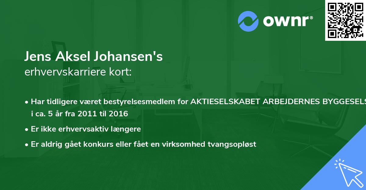 Jens Aksel Johansen's erhvervskarriere kort