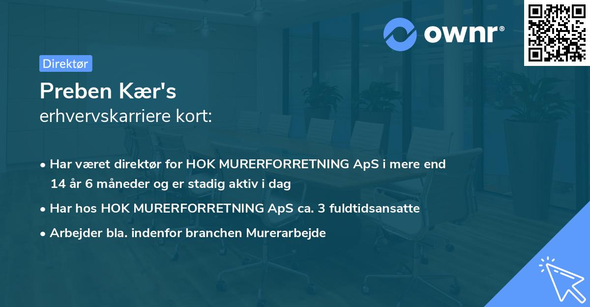 Preben Kær's erhvervskarriere kort