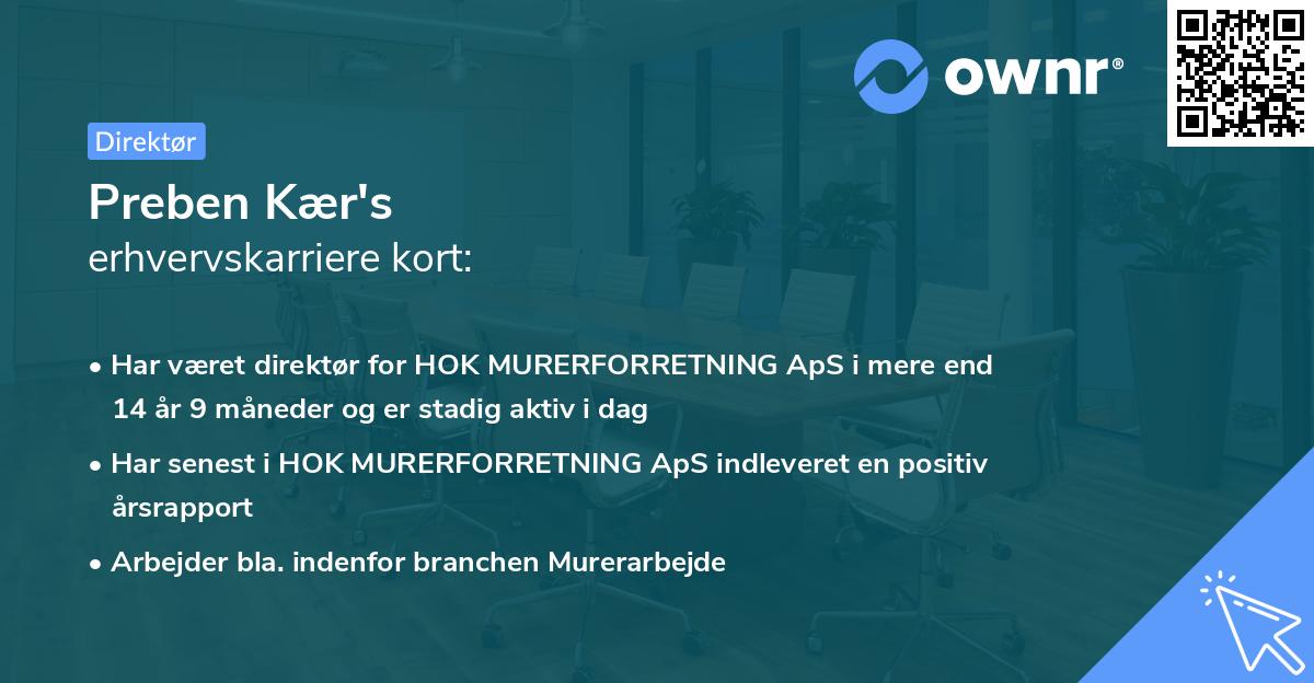 Preben Kær's erhvervskarriere kort