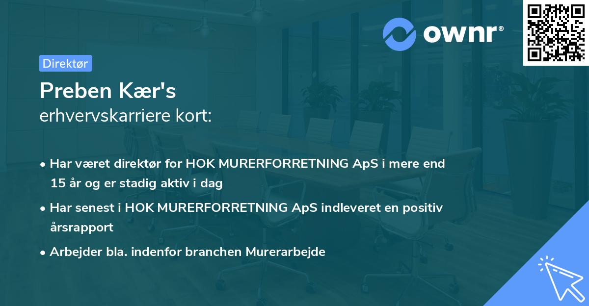 Preben Kær's erhvervskarriere kort