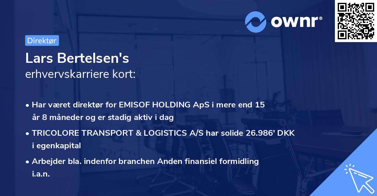 Lars Bertelsen's erhvervskarriere kort