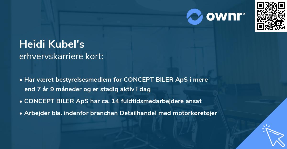 Heidi Kubel's erhvervskarriere kort