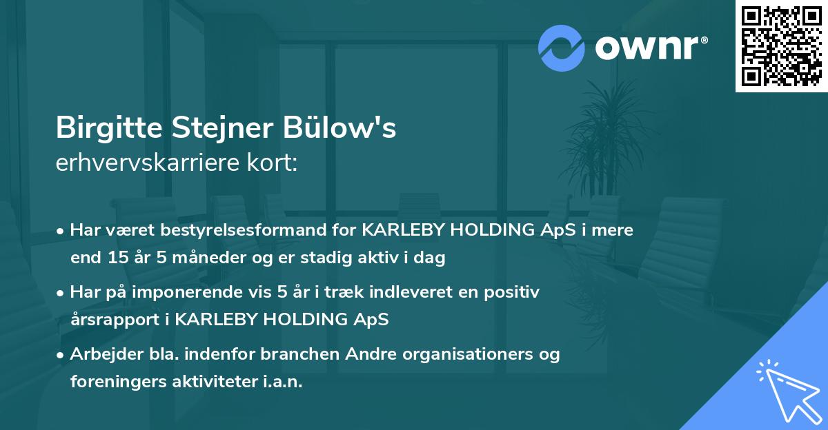 Birgitte Stejner Bülow's erhvervskarriere kort