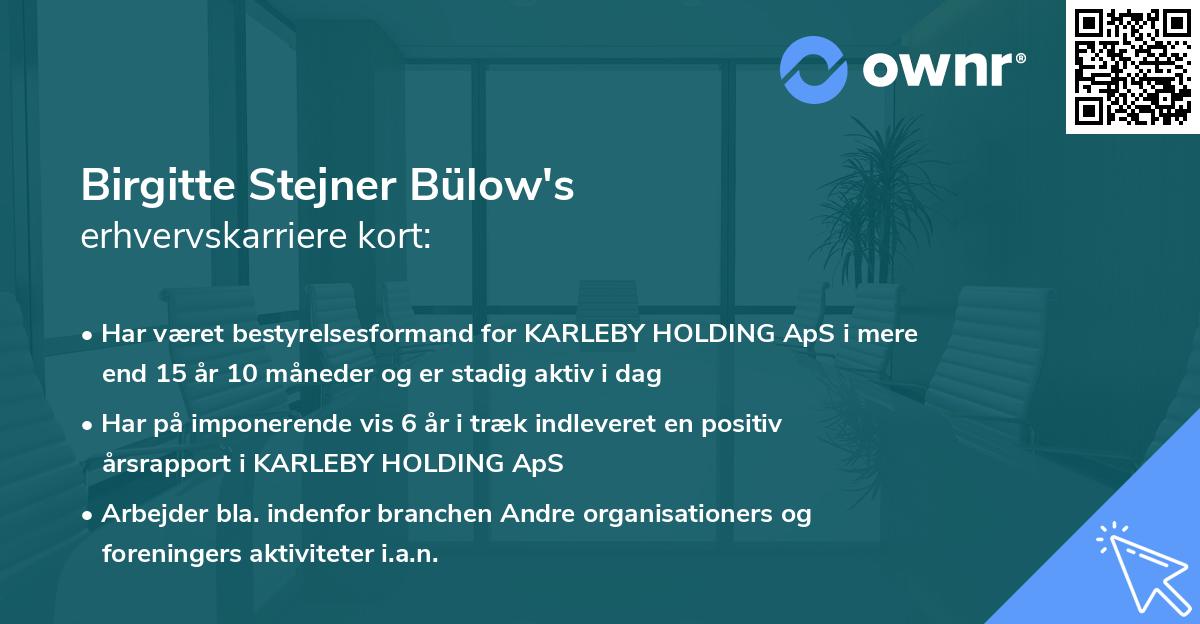 Birgitte Stejner Bülow's erhvervskarriere kort