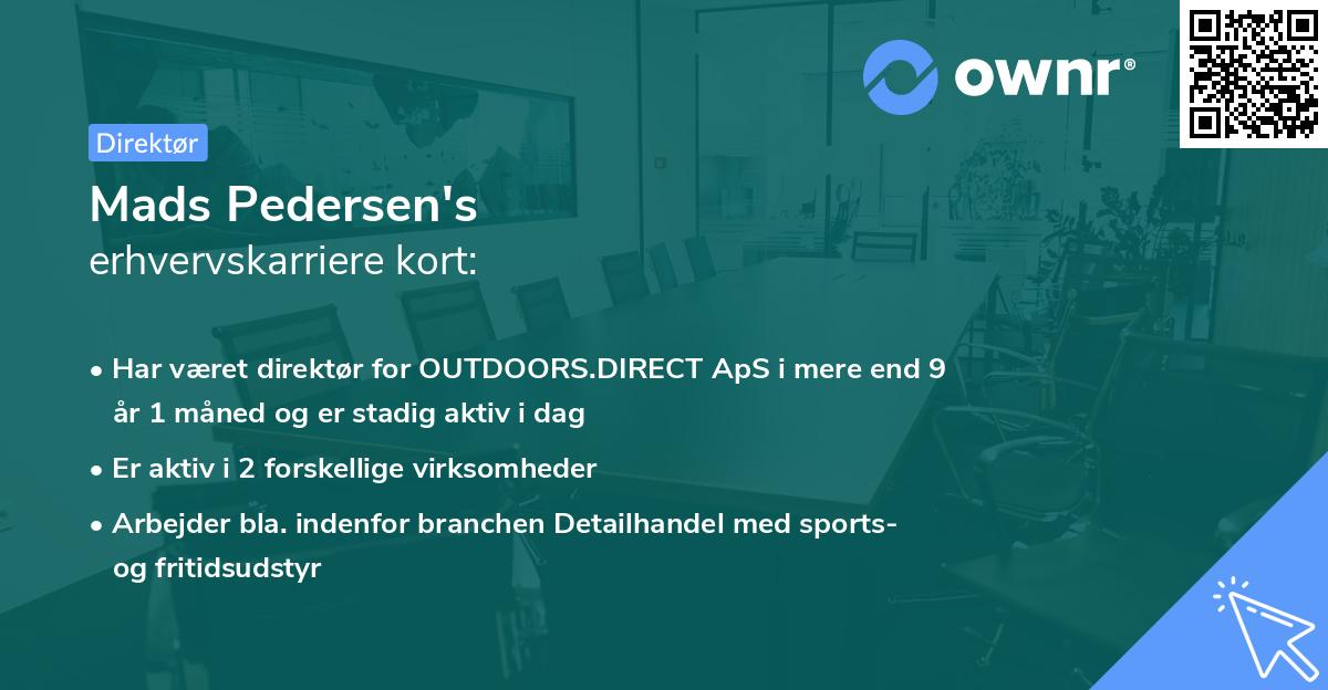 Mads Pedersen's erhvervskarriere kort