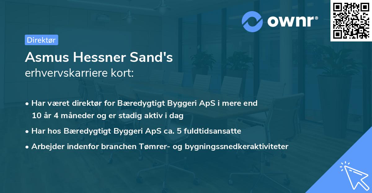 Asmus Hessner Sand's erhvervskarriere kort