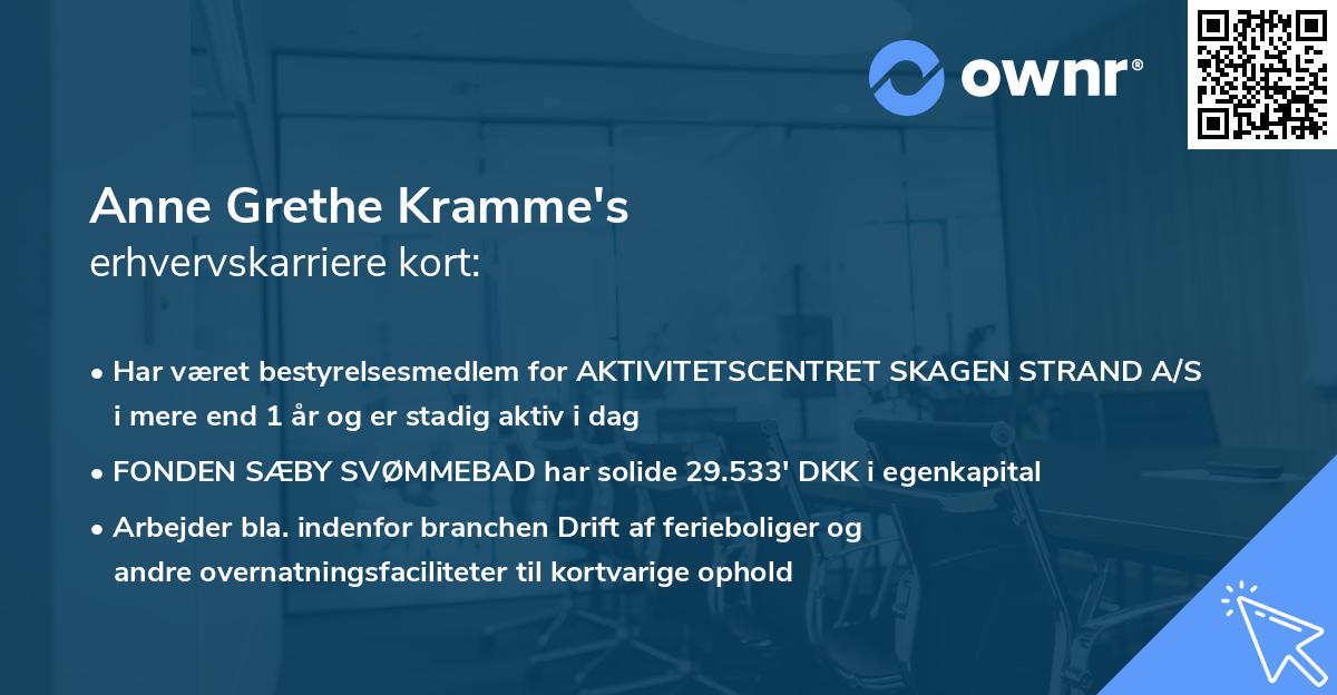 Anne Grethe Kramme's erhvervskarriere kort